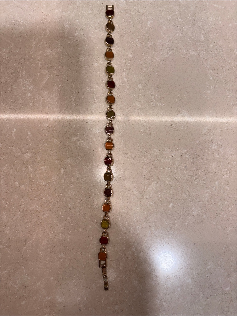 Gold Multi-Color Stone Link Bracelet